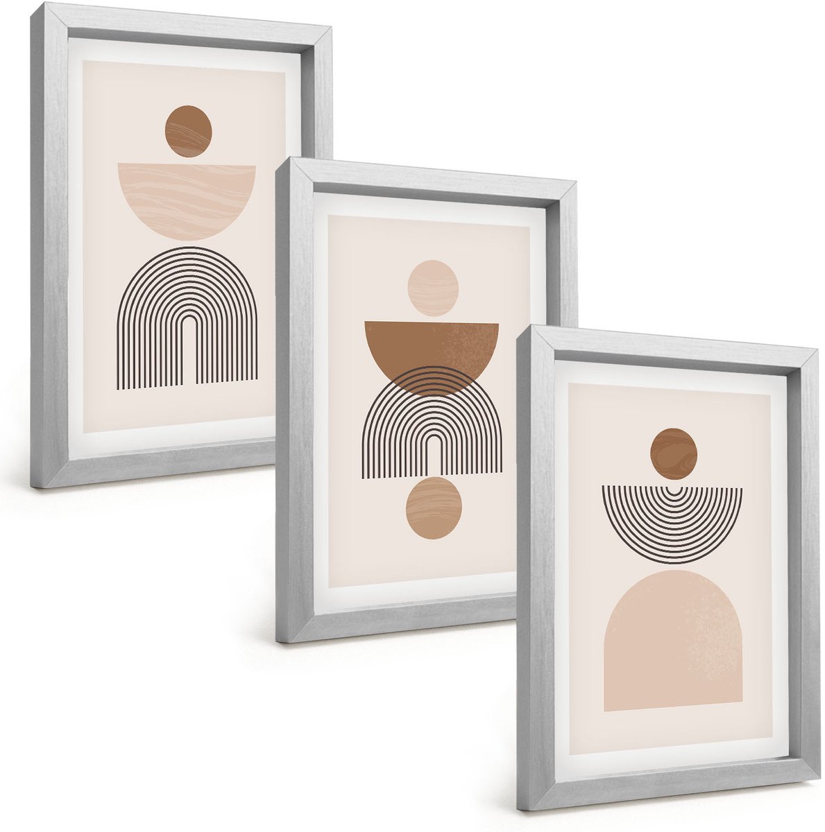 Tulup 4-Delige Schilderij Set - Abstracte vormen in bruine en beige tinten - 20 x 30 cm - Wanddecoratie - Woonkamer Decoratie - Interieur Decoratie