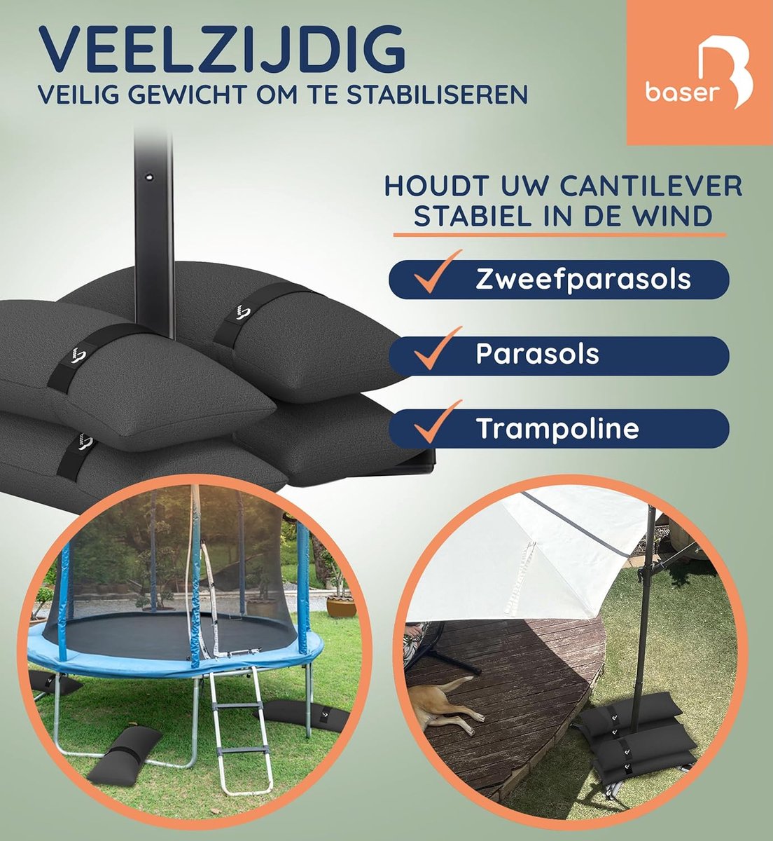Vulbare zandzakken 20kg - grijs - stabiele gewichten - ideaal voor partytenten