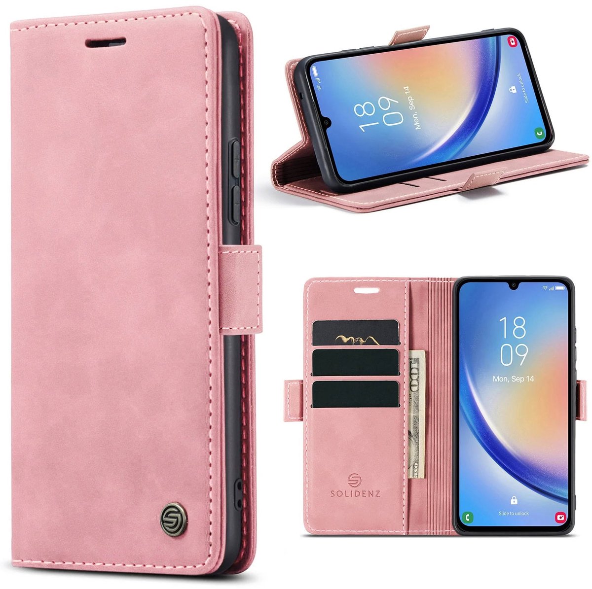 Solidenz hoesje - Geschikt voor Samsung Galaxy A27 - 3 pasjes - Roze