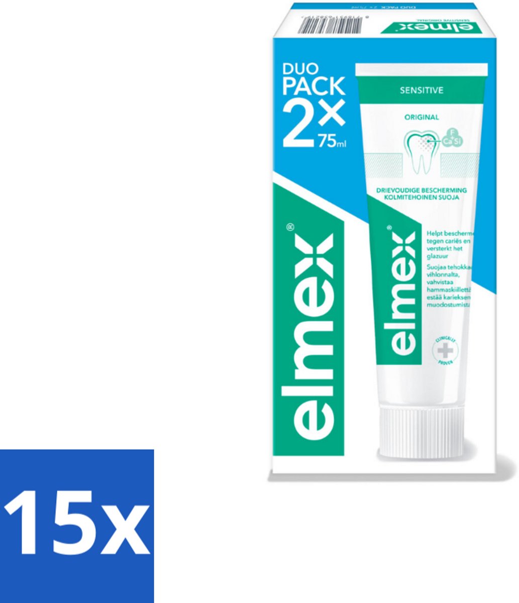 Elmex - Tandpasta - Sensitive Duopack - Gevoelige Tanden - 2 x 75 ml - Bulkverpakking - 15 stuks