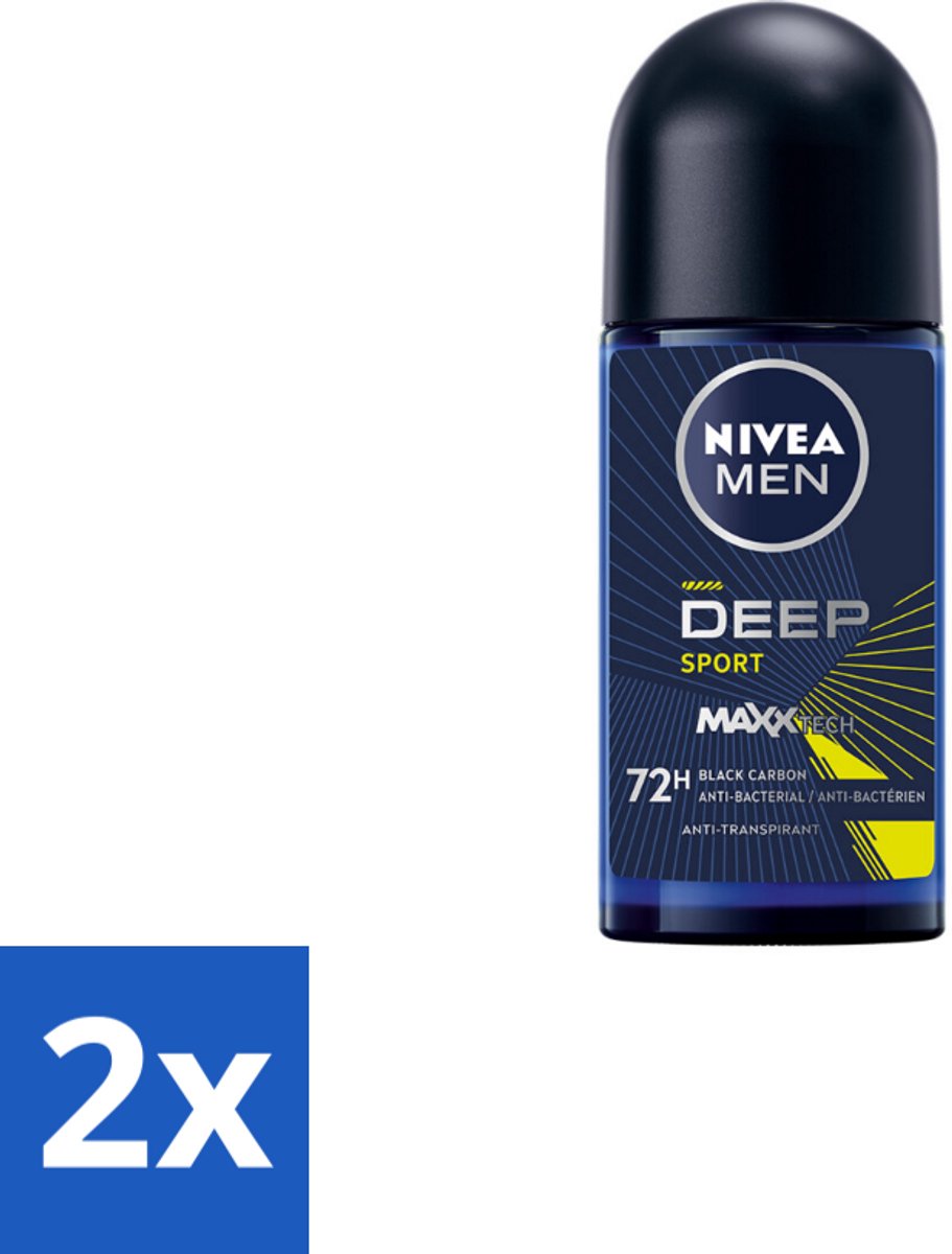 2 x NIVEA MEN - Deodorant Roller - Deep Sport - 50 ml - Anti-transpirant - Zweetbestendig - Geurbestendig - Sport Deodorant - Citrusgeur