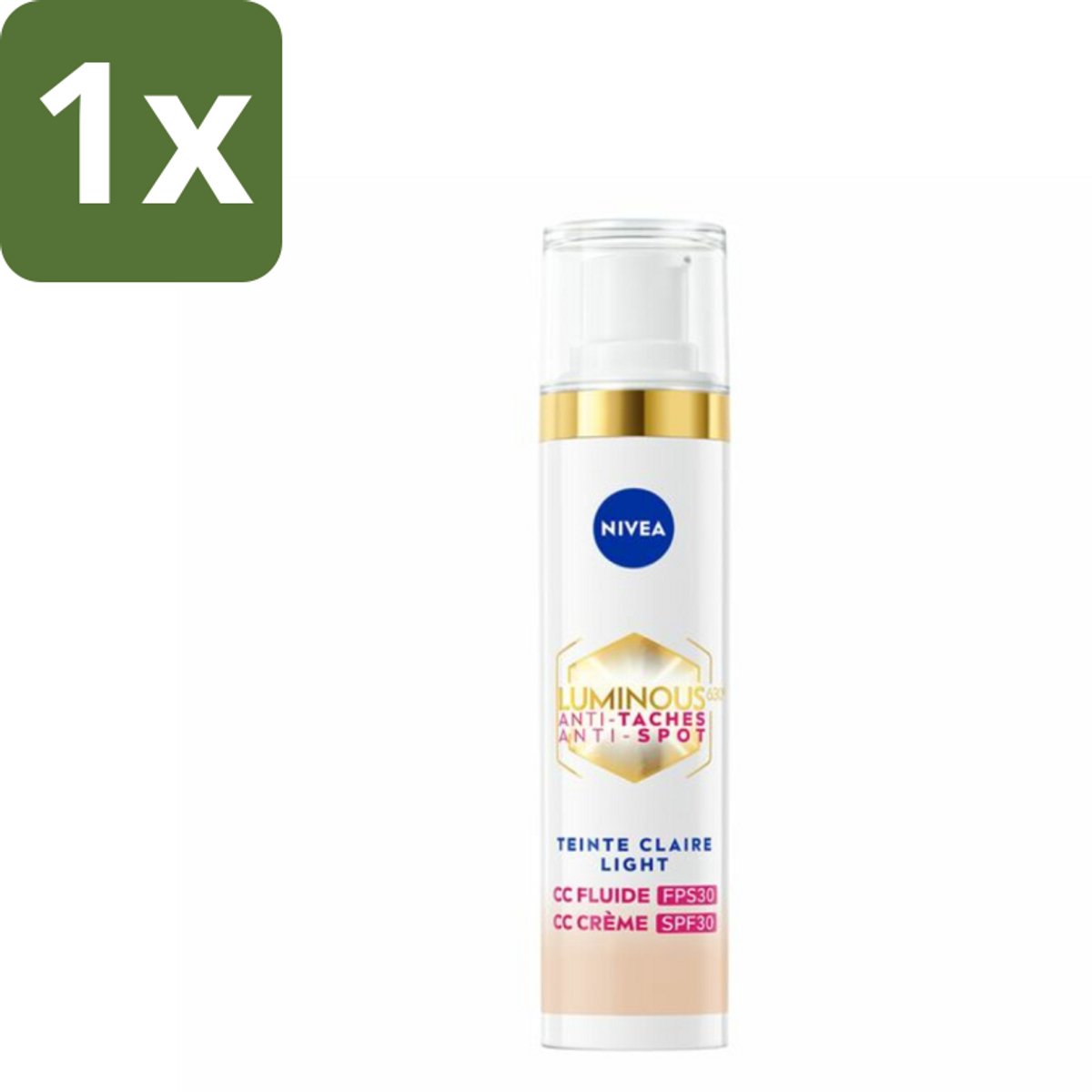 1 x NIVEA - Cellular LUMINOUS630 CC Crème Licht - Gekleurde Dagcrème - Tegen Pigmentvlekken - SPF 30 - 40 ml - Pigmentvlekken - Pigmentatie - Zonbescherming - CC Cream - Huidverzorging