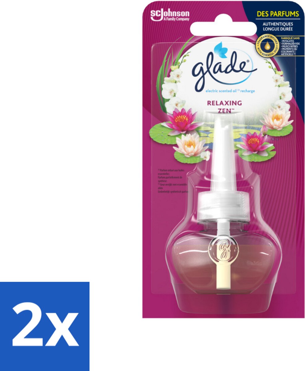 2 x Glade - Navulling Elektrische Olie - Relaxing Zen - Zonder Houder - Geurverspreider - Elektrische Geur - Geurnavulling - Relaxerende Geur - Kalmerende Geur