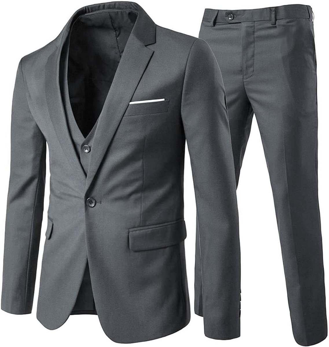 Slim Fit 3-Piece Business Men's Suit with One Button Tuxedo - ShopVlot