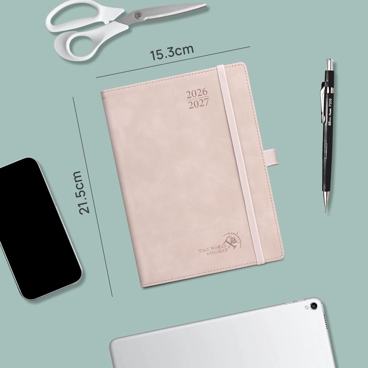 Schoolagenda 2026 2027 - Zwart - 21,5 x 15,3 cm - PU zachte hardcover - Voor leraren en onderwijsvoorbereiding