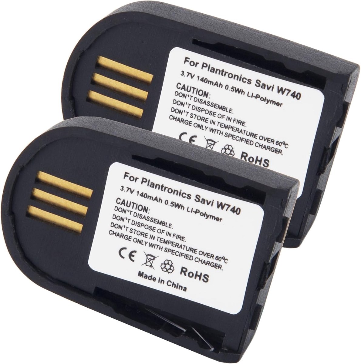 2 x Batteries Compatible with Plantronics Savi 86507-01, W440, W740, W440-M, Wireless Headset Headphones (140mAh - ShopVlot