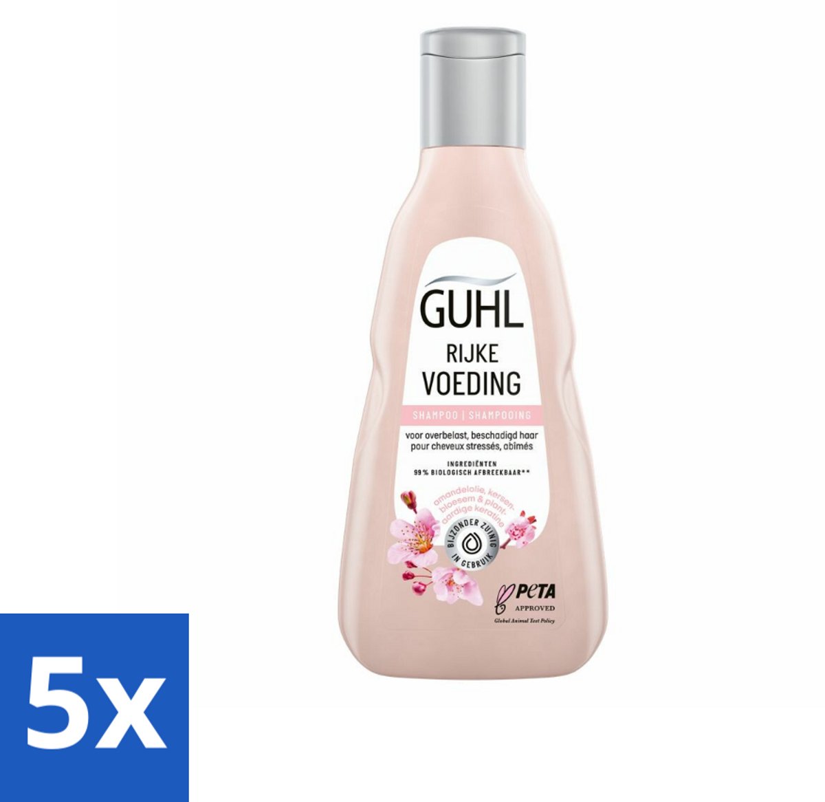 5 x Guhl - Shampoo - Rijke Voeding - 250 ml - Voedend Shampoo - Droog Haar - Uitgedroogd Haar - Herstel Haar - Amandelolie