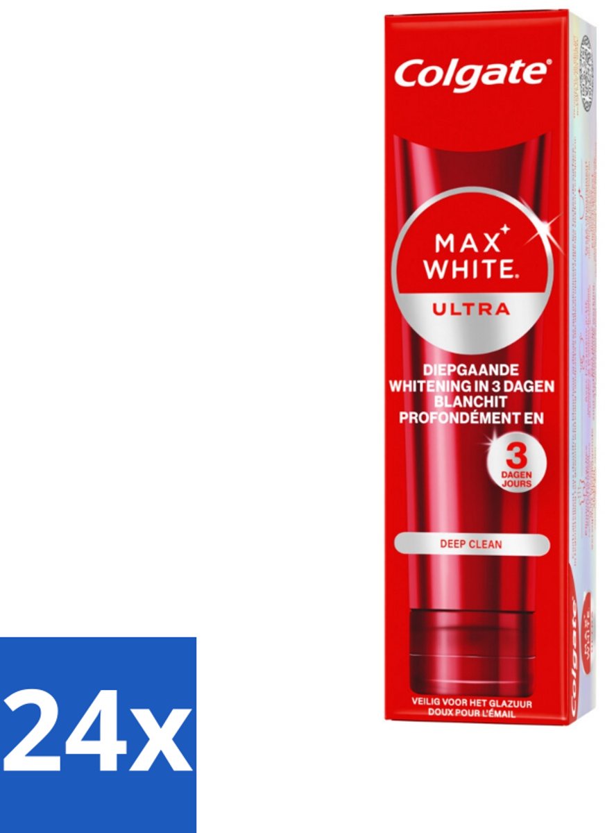 24 x Colgate - Tandpasta - Max White - Ultra Deep Clean Whitening - 75 ml - Witte Tanden - Tandpasta - Diepe Reiniging - Colgate - Whitening