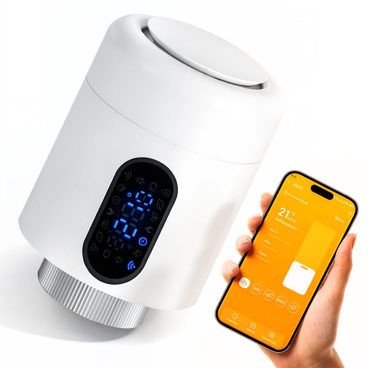 WiFi Radiatorthermostaat met App-bediening en 7 Ventieladapters – Wit – 1 stuk