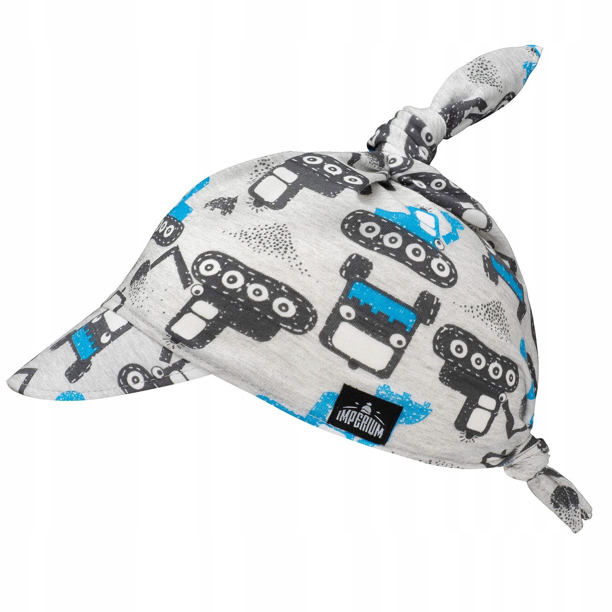 Baby Zonnehoedje met Vizier - Grafit & Blauwe Excavator Print