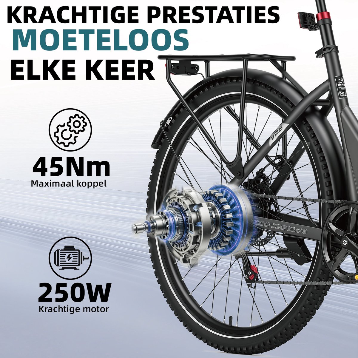Elektrische Stadsfiets 28 inch -Comfort Lage Instap-75 km Actieradius-250W Motor-Shimano 7 Versnellingen-Verende Voorvork-Verende Zadelpen-LCD Display - rvork-Verende Zadelpen-LCD Display – foto 5