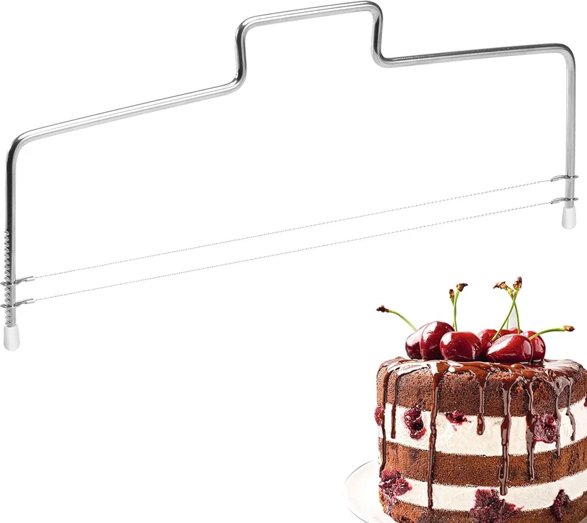 Professionele taartsnijder van roestvrij staal, verstelbaar, Geschikt voor dubbele snijlijnen en een functie Geschikt voor het maken van laagjes.