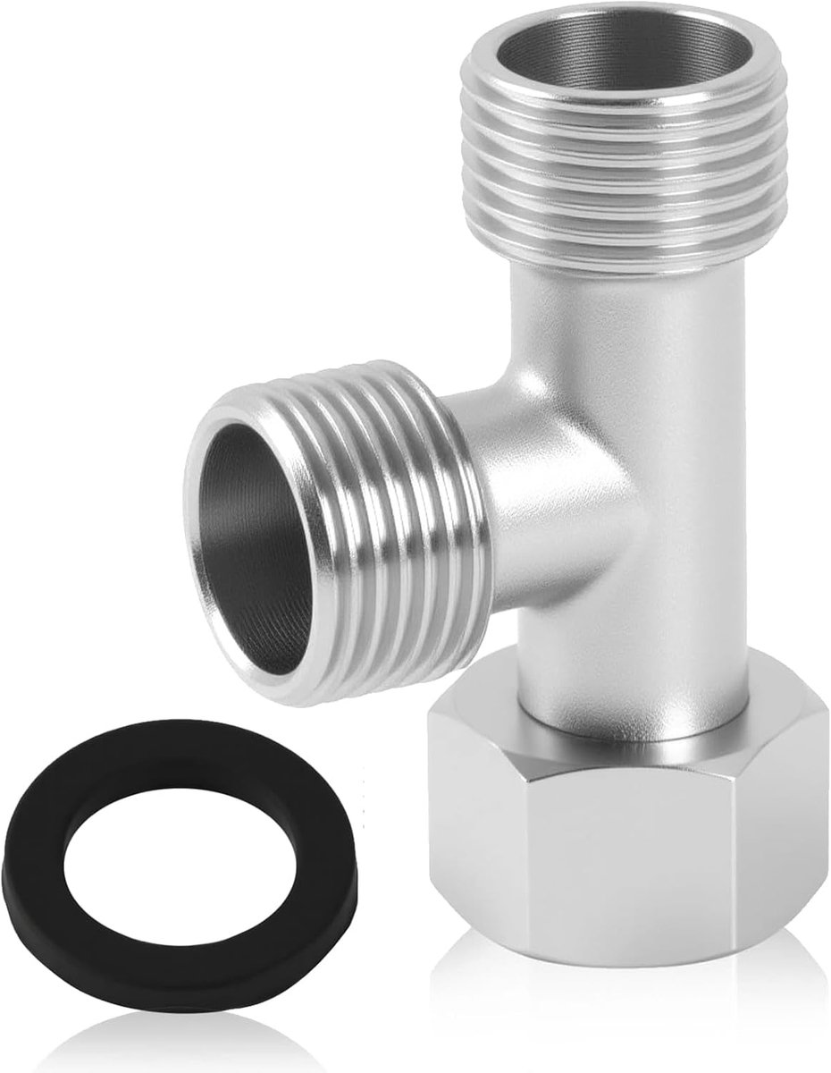 1/2 inch T-stuk messing – 3-weg ventieladapter voor toilet, wasmachine en wateraansluitverdeler - ShopVlot