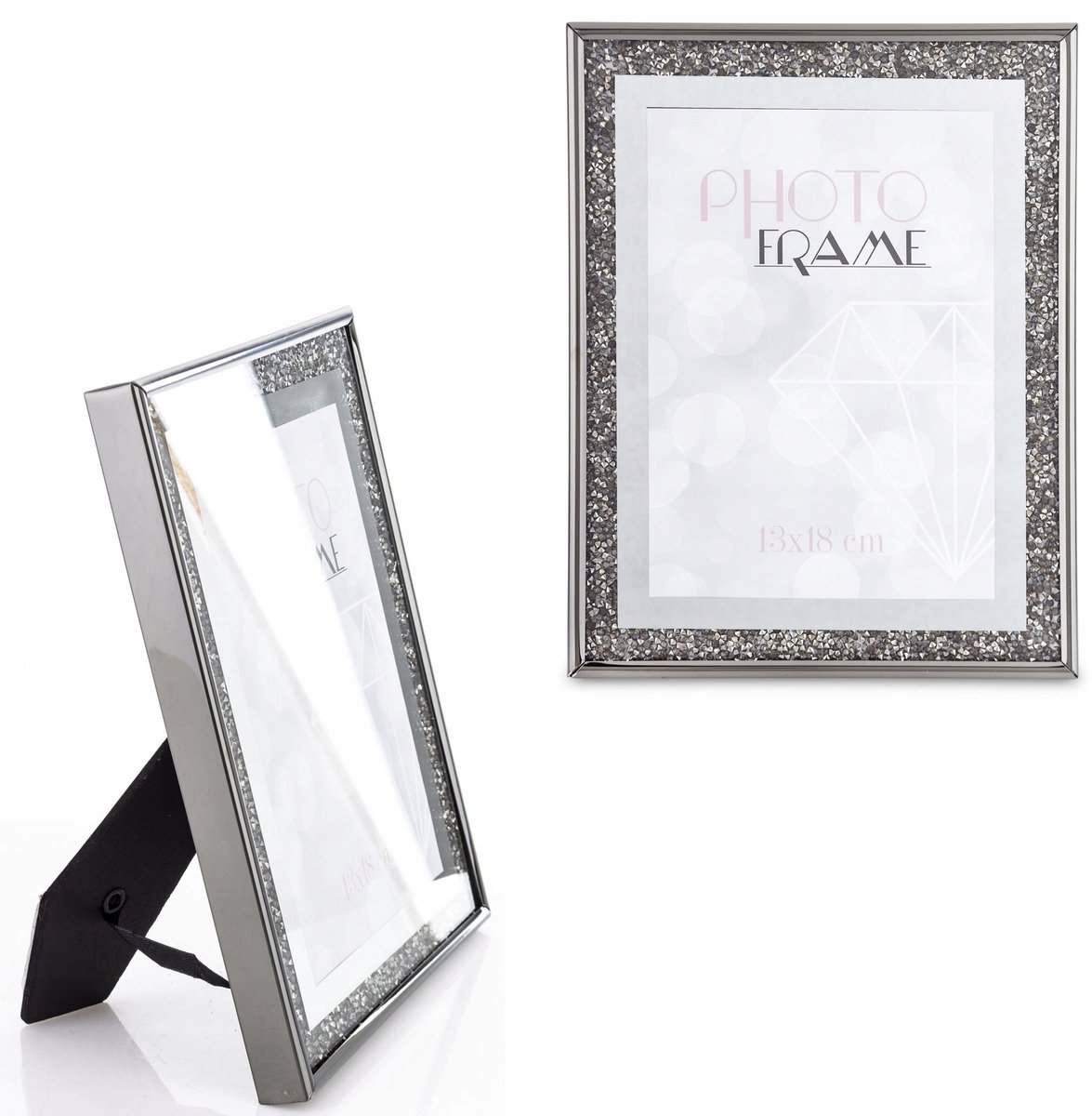 Glamour fotolijst zilver-zwart 23,5x18,5 cm