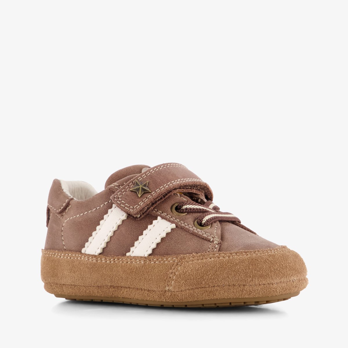 Groot leren babyschoenen bruin - Maat 20 - Uitneembare zool - In cadeauverpakking