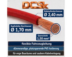 DCSk 1,5mm² - 5m - voertuig kabel FLRY B asymmetrisch - 1,50 mm² - voertuig kabel streng - set kleur rood/zwart - ShopVlot