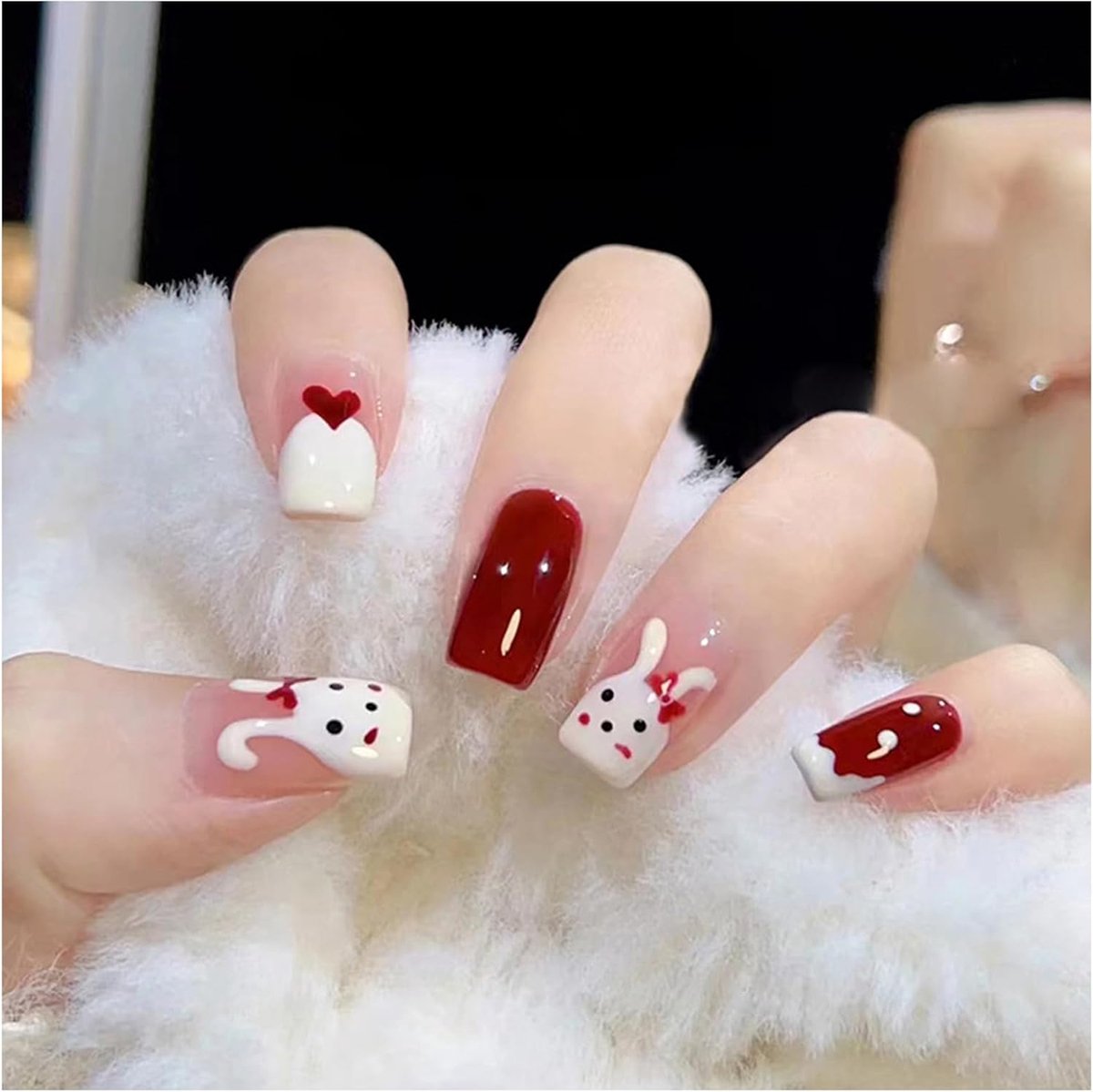 Press on nails French amandel korte gelnagels om op te plakken, nagellijm, set van 24 kunstnagels met voor vrouwen en - ShopVlot