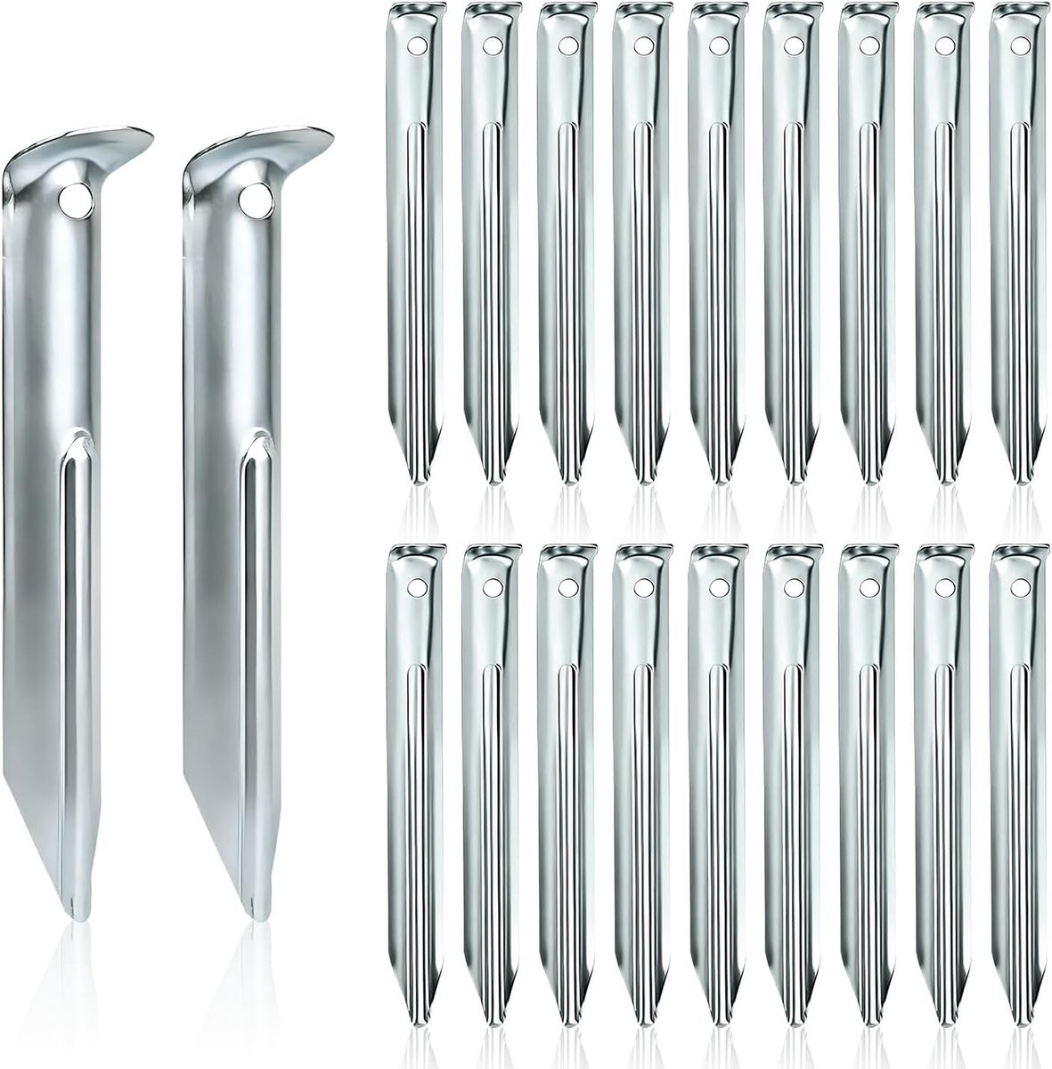 Schroefharingen - Zilver - 18 cm - Gegalvaniseerd Stalen V-profiel - Voor Camping en Tenten