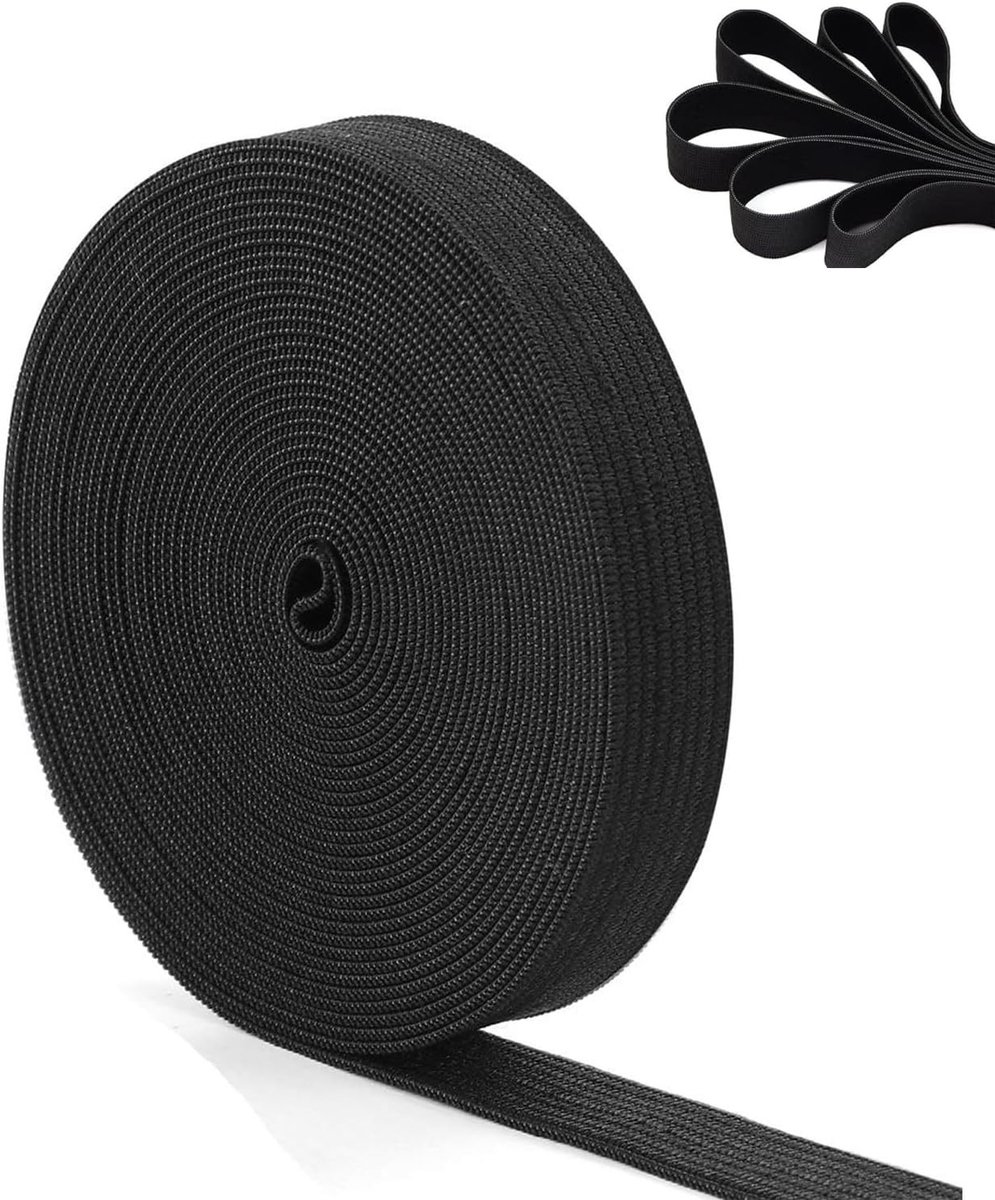 Elastisch Band - Zwart - 10 meter - Polyester met Latex - Voor Huishouden en DIY Handwerk