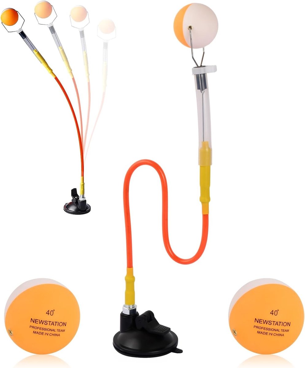 Tafeltennisnetje voor elke tafel - Verstelbare Tafeltennistrainer - 29 cm Hoog - PVC Trainingsapparaat met Zuignap en 2 Ballen - Voor Beginners en Thuisgebruik