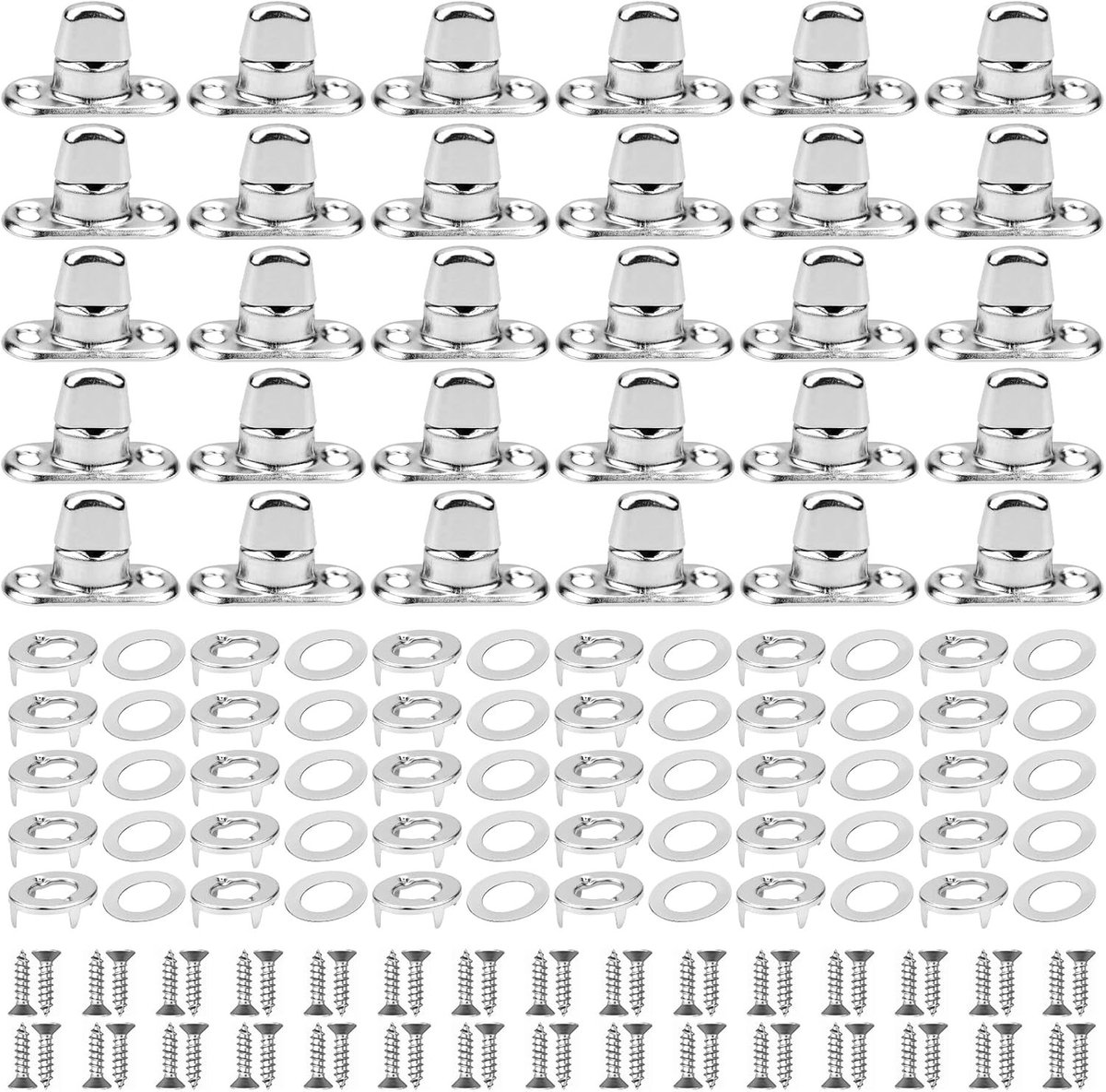 Zeilringen met tang - Zilver - 30 sets - Zinklegering Draaisluiting met Bevestigingsschroeven - Voor Zeilen en Doe-Het-Zelf