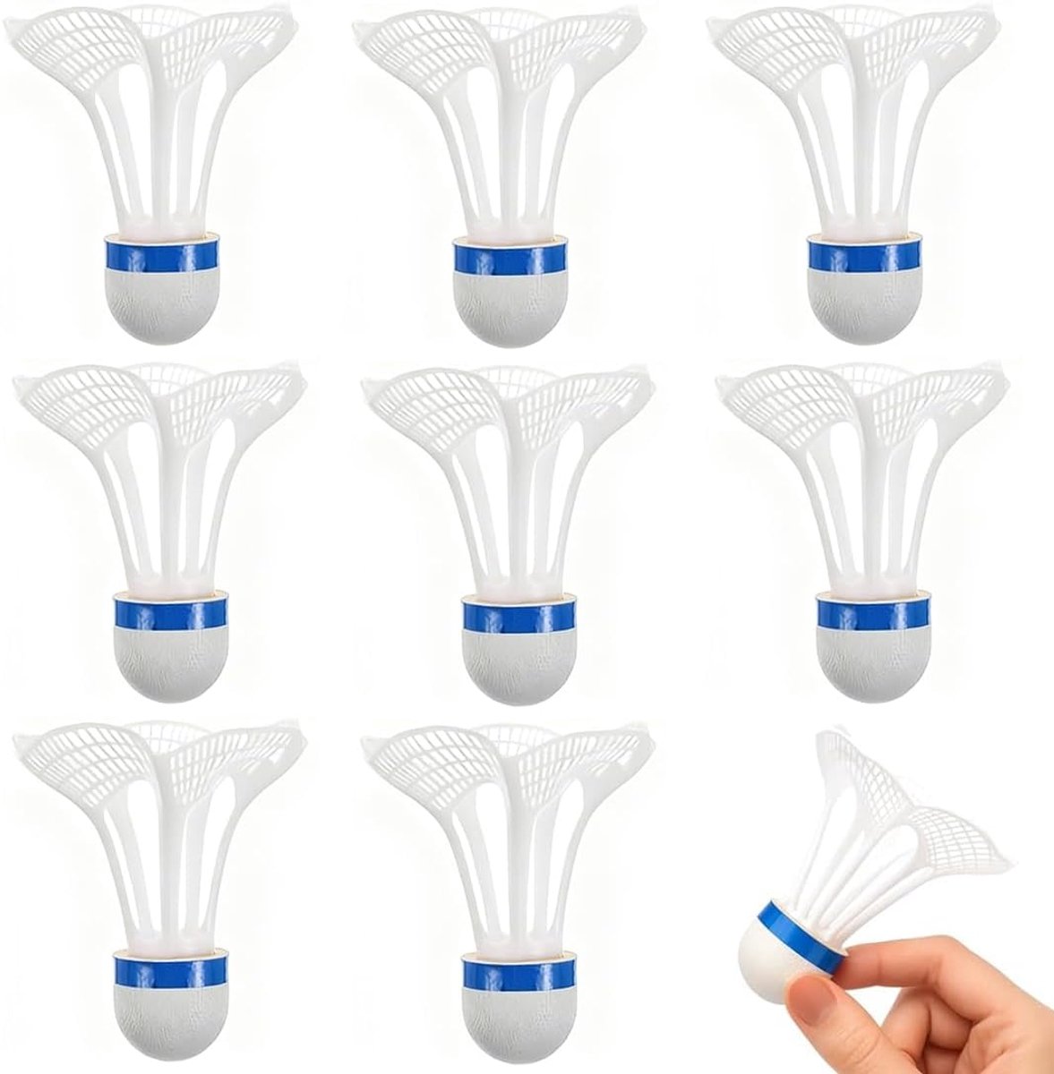 Badmintonballen pack van 8 - windproof - wit - ideaal voor training - ShopVlot