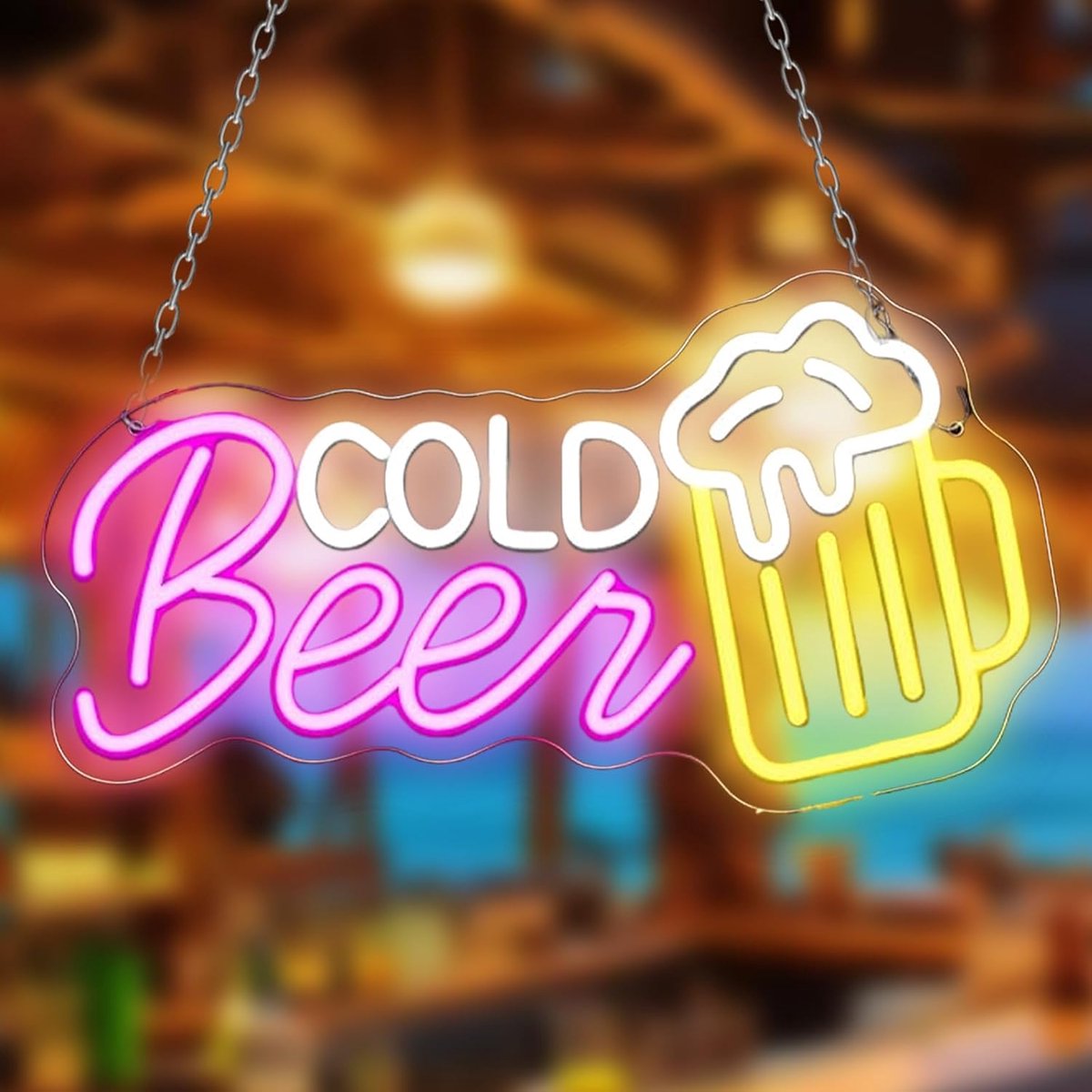 Neon sign - Beer Time - Dimbaar - Wanddecoratie voor bar - ShopVlot
