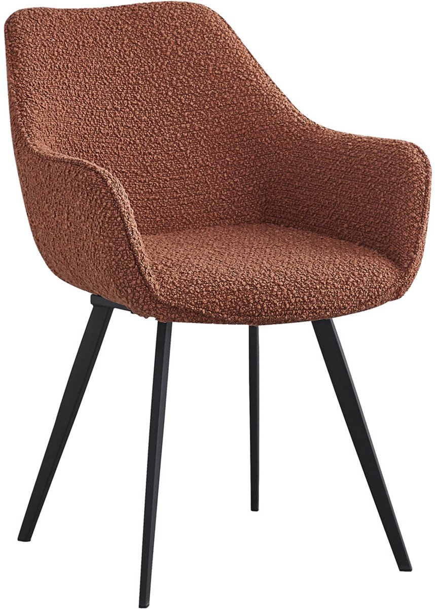 Eetkamerstoel Bouclé Bruin - 60x50x85cm - Gewicht 13kg - Set van 2