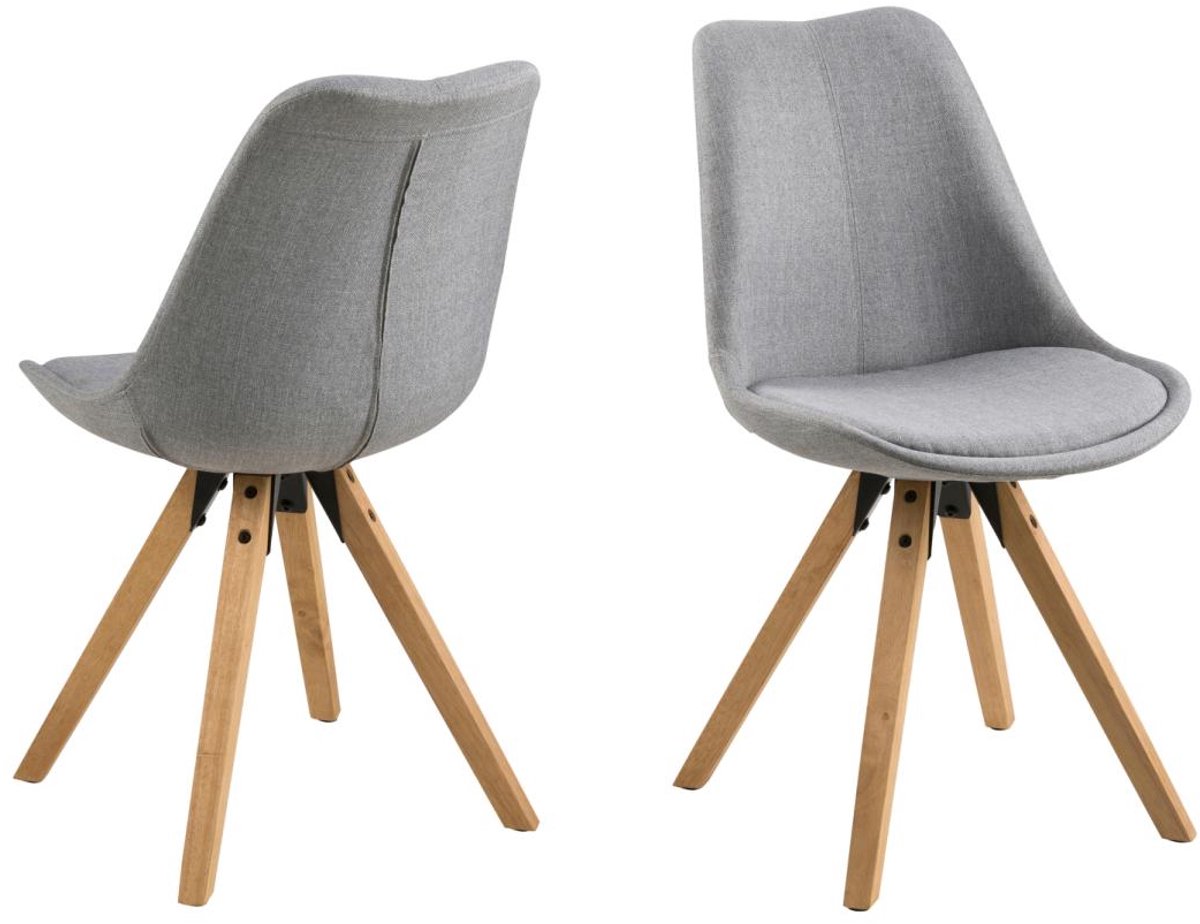 Giga Living Eetkamerstoel Ljusvik - Lichtgrijs - Zithoogte 49cm - Set van 2