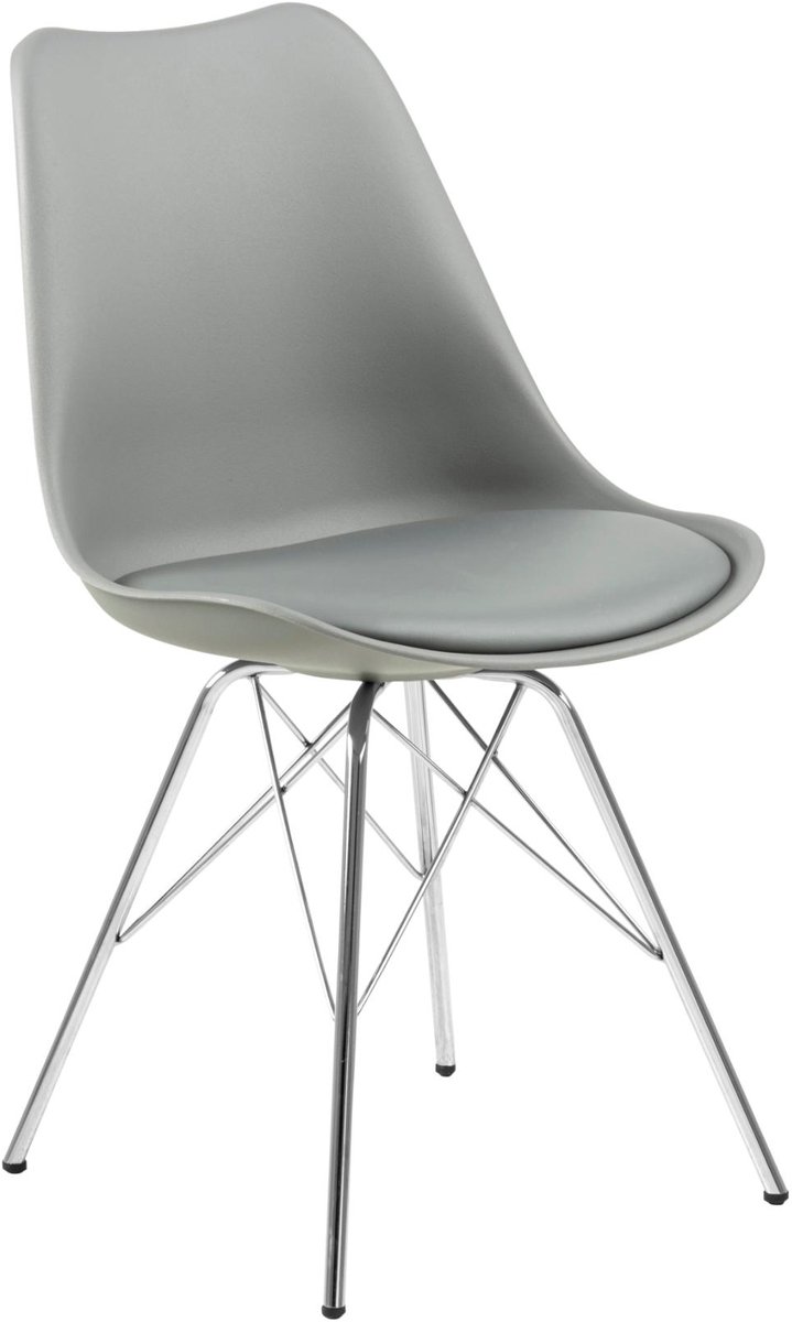 Giga Living Eetkamerstoel Tiel - Grijs PU Leer - Zithoogte 49cm - Set van 4