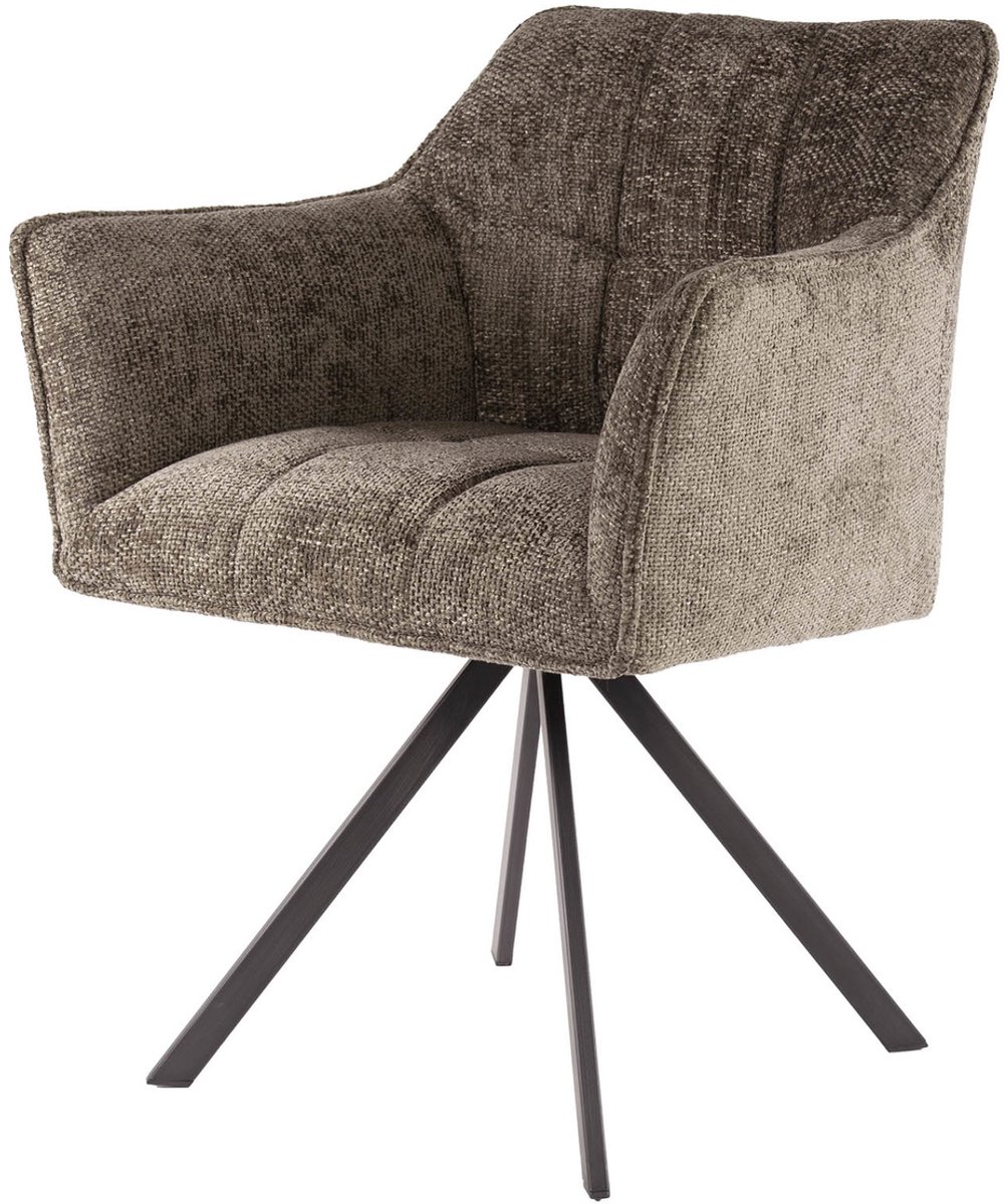 Giga Meubel Eetkamerstoel Raster - Taupe - Draaibaar - Set van 2