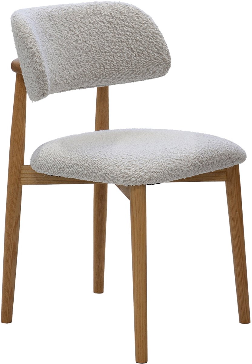 Giga Meubel Eetkamerstoel Lexi - Eikenhout/Polyester - Beige - Set van 2