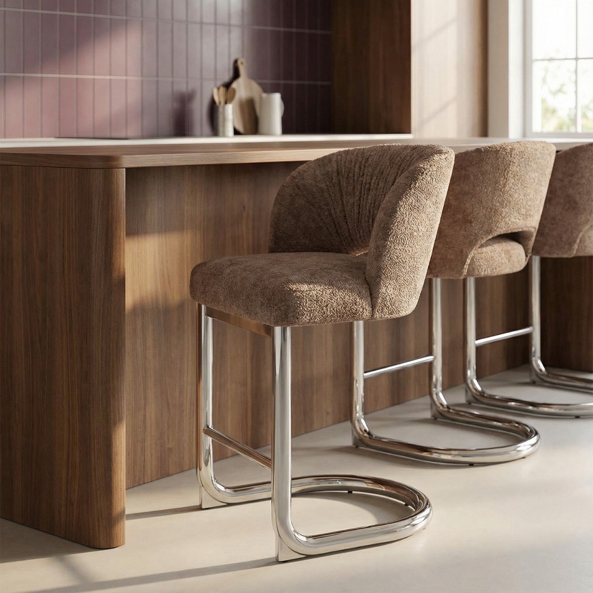 DÉJA Living Barstoel Dovre - Taupe/Chrome