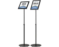 DisplayLager - Info stand made of steel in black, height adjustable, robust. For use in recline/standing position (A4) - ShopVlot
