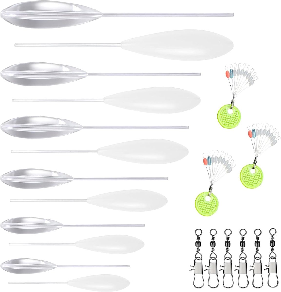 BDHYYM 21 stuks Sbirolino Set, 6X Spirolino zinkend 6X Sbirolino drijvend (6g 8g 10g 12g 15g 20g), 6X drievoudige - ShopVlot
