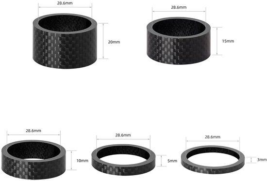 Fiets headset afstandhouders set van 5, van koolstofvezel, verschillende diktes van Fiets. — afbeelding 4