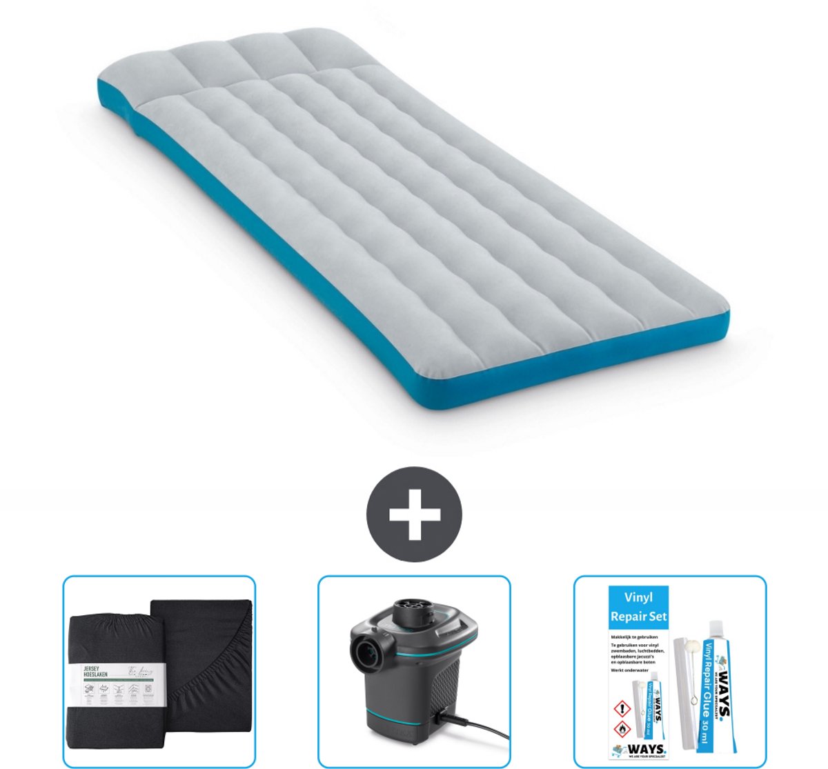 Intex Campingmat - Twijfelaar - 72 x 189 x 20 cm - Blauw - Inclusief Accessoires CB8