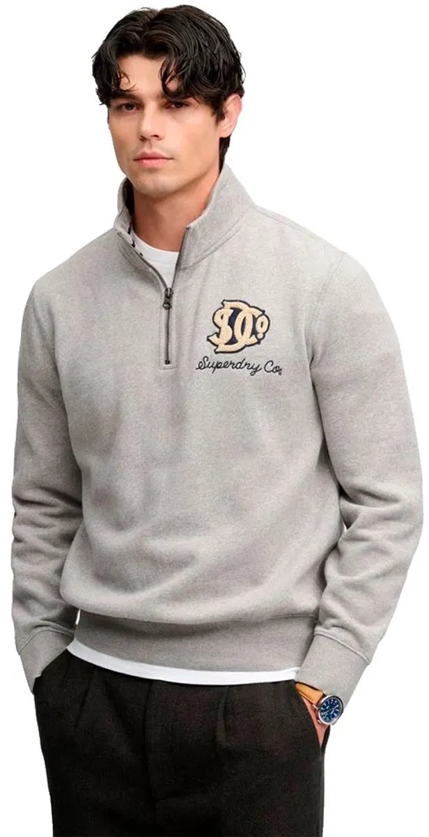 Superdry Vintage Athletic Sweatshirt Met Halve Rits XL Man Grijs