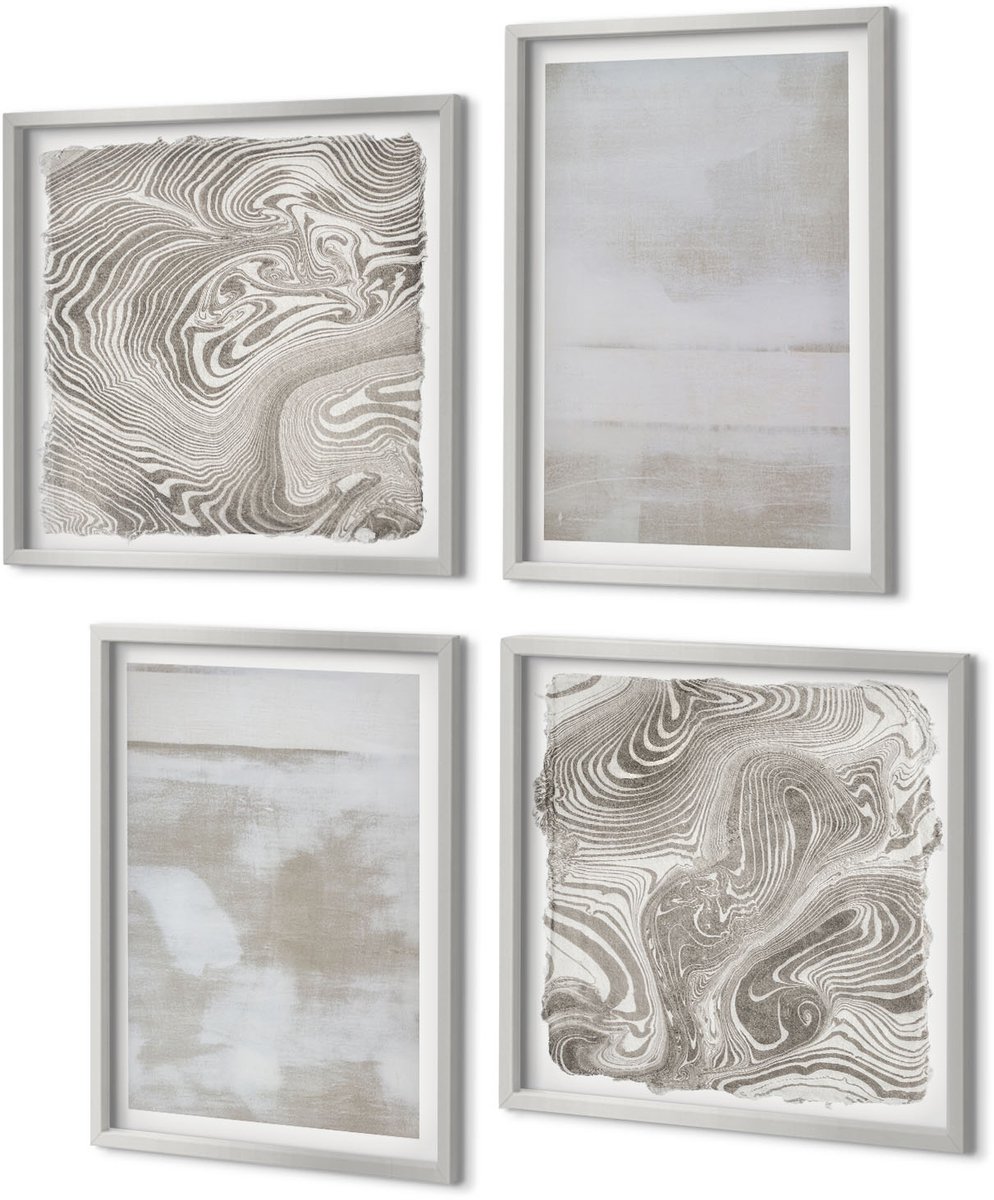 Coloray 4-Delige Schilderij Set - Versleten texturen, moderne industriële stijl - 40 x 40 cm en 40 x 60 cm - Wanddecoratie - Schilderijen Set - Kantoor - Decoratieve Schilderijen