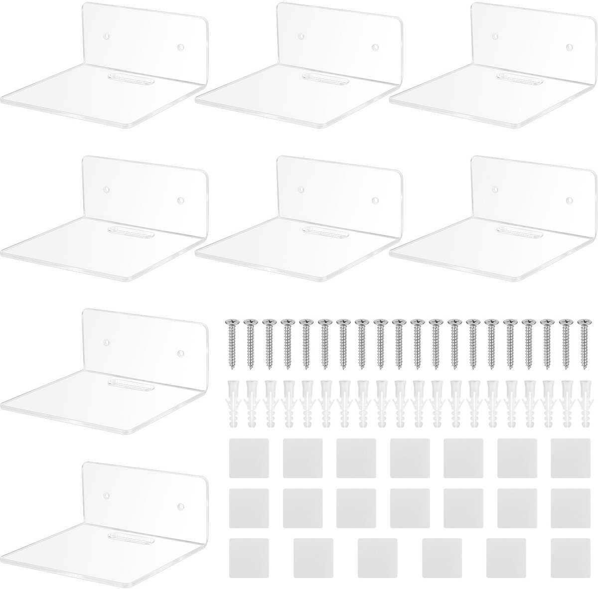 Famanu – Set van 10 kleine wandplanken, transparant acryl, mini wandrek voor slaapkamer, badkamer en woonkamer, voor decoratie