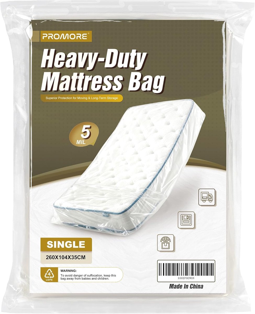 Matrasbescherming 90 x 200 cm - Plastic hoes - Scheurvast - Voor verhuizen en opslaan - ShopVlot