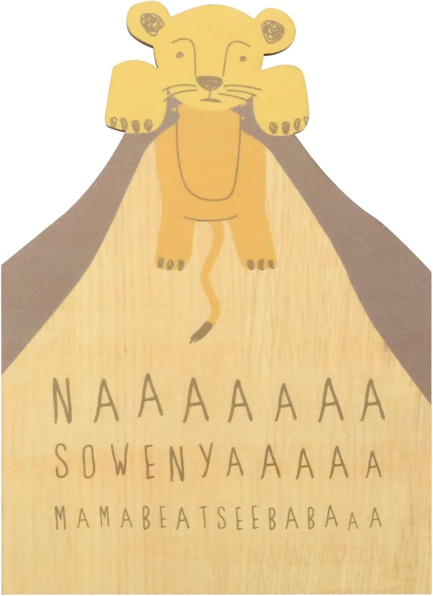 Houten verjaardagskaarten cartoon leeuw - met envelop en waszegels - duurzaam en uniek - perfect als geboortekaart - ShopVlot
