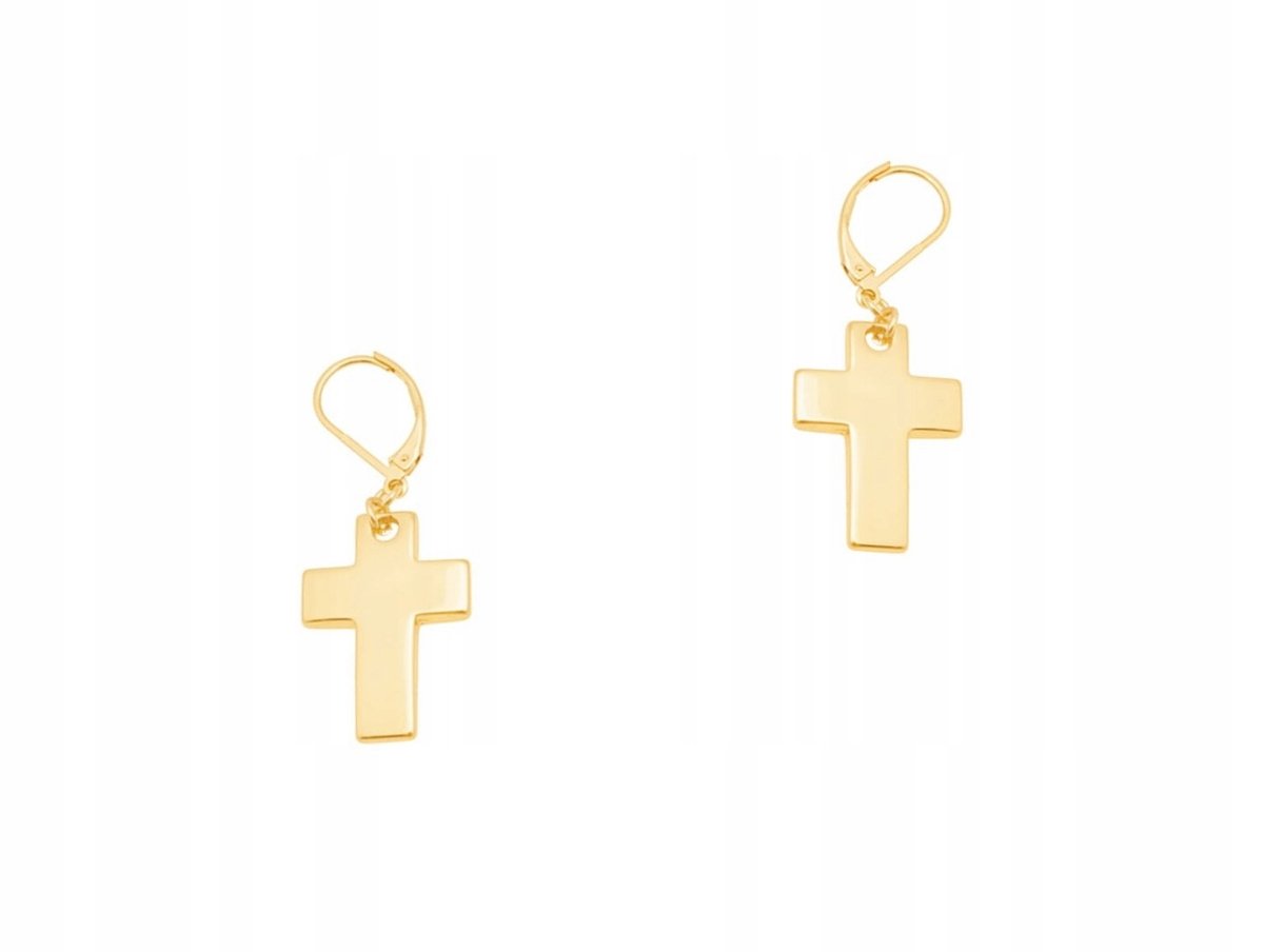 Kleine gouden kruisoorbellen, 4 cm lang