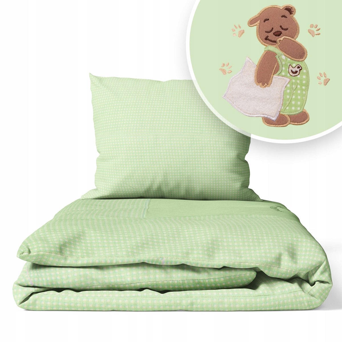 Kinderbeddengoed 135x100cm 2-delig met Beren Applicatie