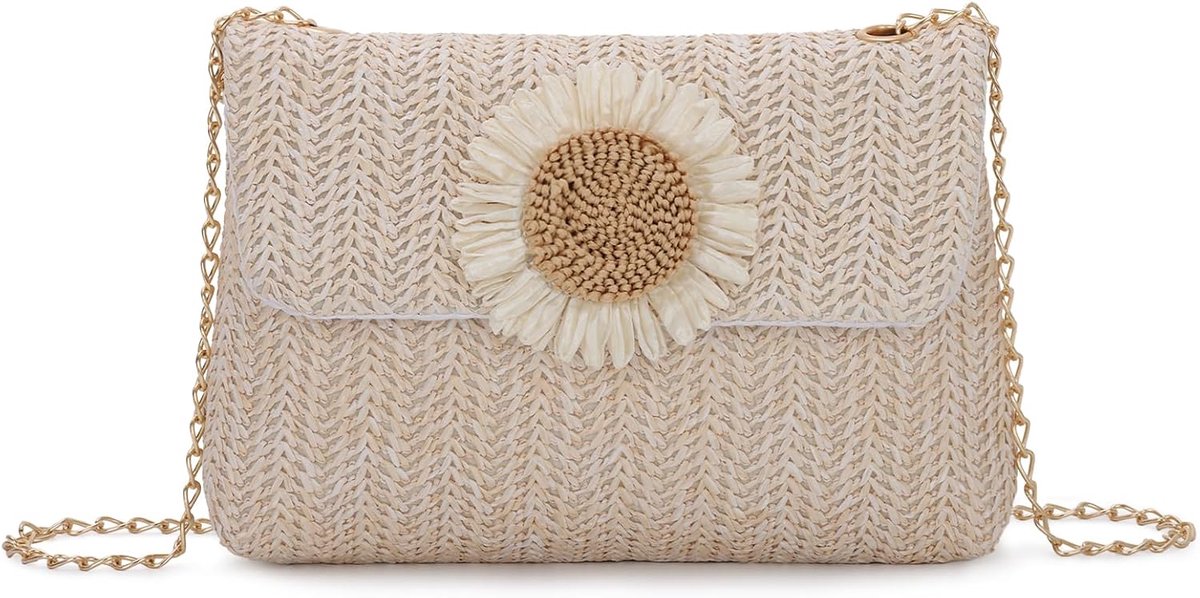 Women's Straw Clutch Shoulder Bag Fabric Summer Beach Travel Rattan Bag for Women - ShopVlot