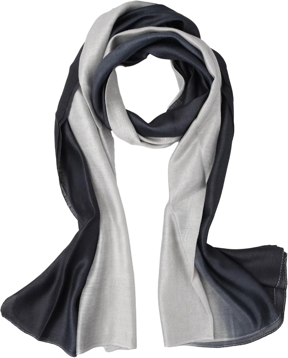 Amexo Dames zijden sjaal, kleurverloop katoen zijden doek halsdoek modieuze elegante sjaals, zonwerende sjaals, doeken - ShopVlot