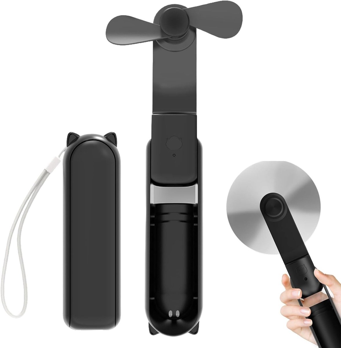 Handventilator - Zwart - Compact - Draagbaar en Ergonomisch - Voor Persoonlijk Gebruik