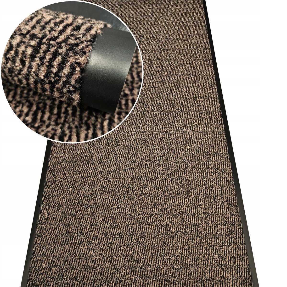 Bruine deurmat op maat - 120 cm breed, antislip, absorberend