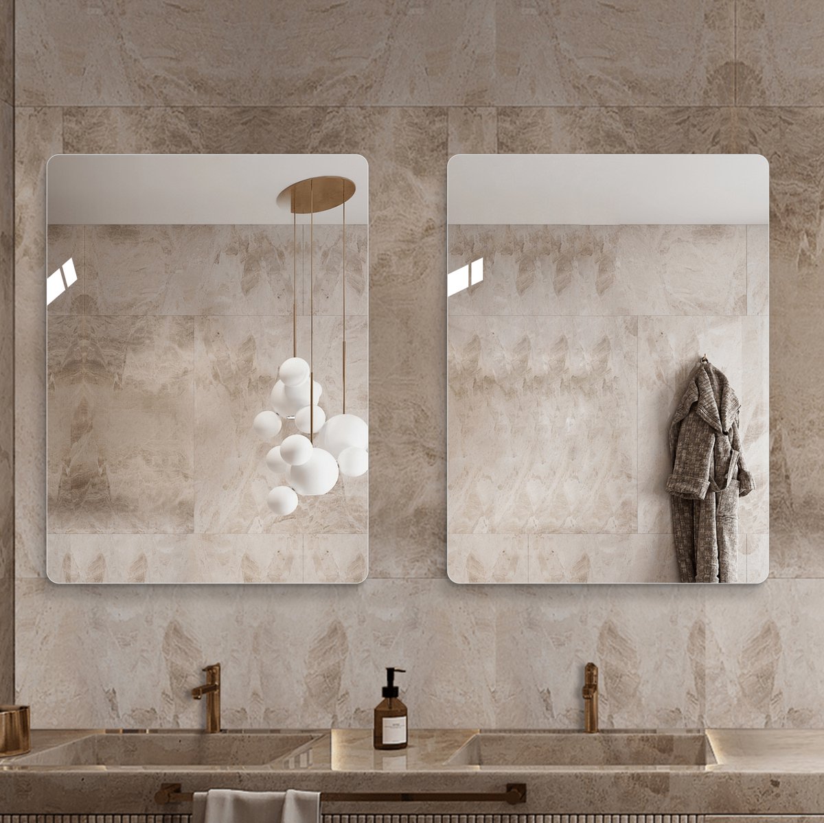 DESMIU Wandspiegel – Frameloos Met Afgeronde Hoeken – 60x80 Cm – Glas – Silver – Badkamer, Slaapkamer En Hal – Horizontaal Of Verticaal