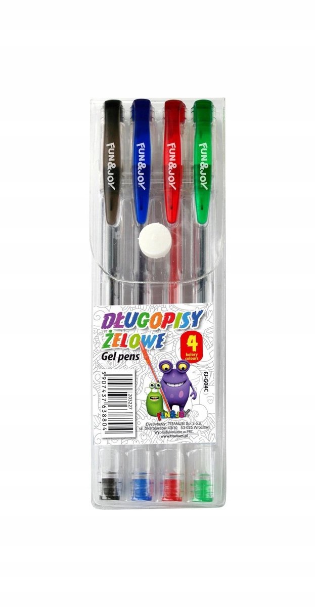 Gelpen 4 Kleuren Fun&Joy - Set met Transparante Behuizing